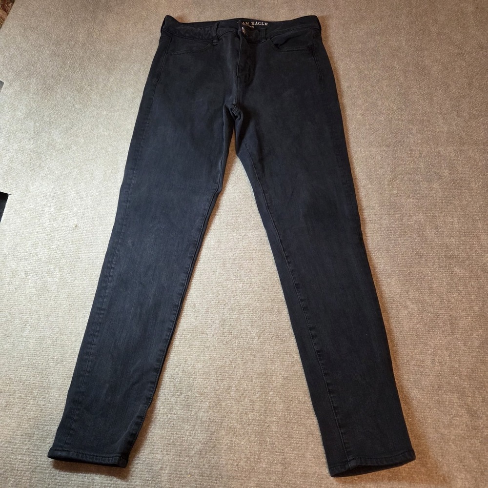 American Eagle Hi-Rise Jegging Black Super Stretch X4 Denim Jeans Size 8 Regular